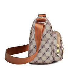 Plaid Pattern Crossbody Bag Women's Pockets Purse Heart Decor