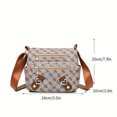 Plaid Pattern Crossbody Bag Women's Pockets Purse Heart Decor