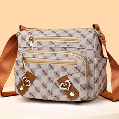 Plaid Pattern Crossbody Bag Women's Pockets Purse Heart Decor