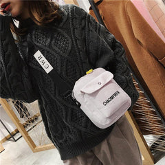 Canvas Crossbody Square Bag Women's Zipper Shoulder Bag
