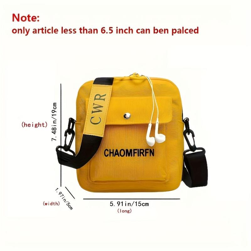 Canvas Crossbody Square Bag Women's Zipper Shoulder Bag