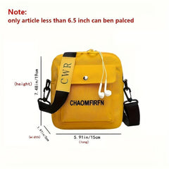 Canvas Crossbody Square Bag Women's Zipper Shoulder Bag