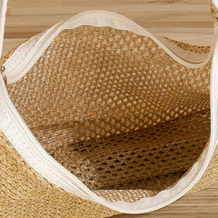 Colorblock Straw Hobo Bag Large Capacity Woven Shoulder Bag