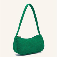Striped Jacquard Fabric Shoulder Bag Zipper Handbag Purse