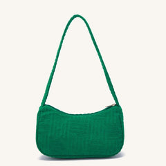 Striped Jacquard Fabric Shoulder Bag Zipper Handbag Purse