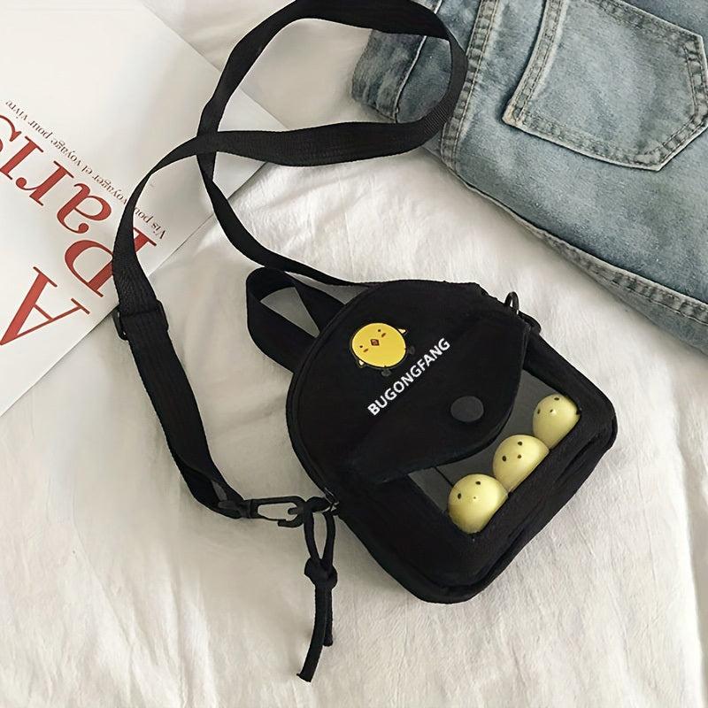 Cartoon Pattern Handbag Letter Graphic Zipper Mini Crossbody Bag