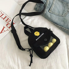 Cartoon Pattern Handbag Letter Graphic Zipper Mini Crossbody Bag