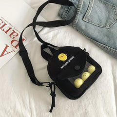 Cartoon Pattern Handbag Letter Graphic Zipper Mini Crossbody Bag