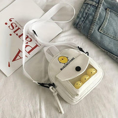 Cartoon Pattern Handbag Letter Graphic Zipper Mini Crossbody Bag
