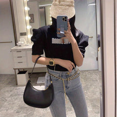 Half Moon Underarm Bag PU Leather Crescent Shoulder Bag