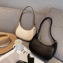 Half Moon Underarm Bag PU Leather Crescent Shoulder Bag