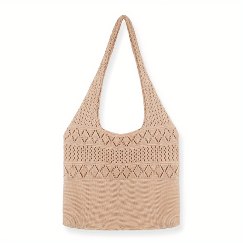 Minimalist Crochet Shoulder Bag Large Capacity Knitted Handbag