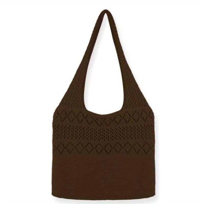 Minimalist Crochet Shoulder Bag Large Capacity Knitted Handbag