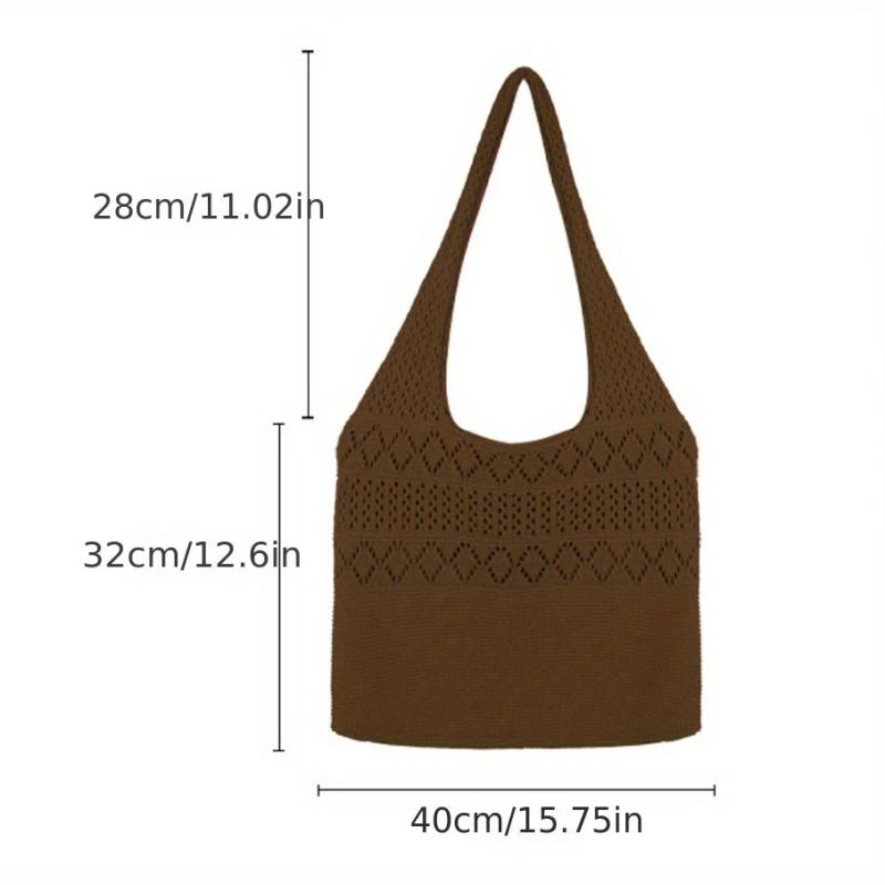 Minimalist Crochet Shoulder Bag Large Capacity Knitted Handbag
