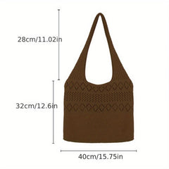 Minimalist Crochet Shoulder Bag Large Capacity Knitted Handbag