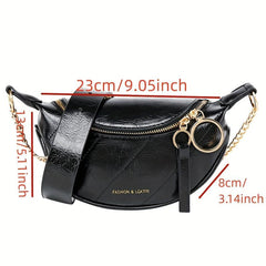 Crescent Chain Crossbody Bag PU Leather Fanny Pack