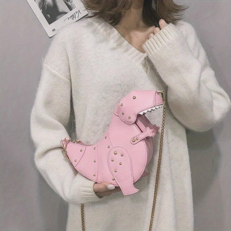 3D Dinosaur Crossbody Bag Studded Rivets Chain Shoulder Bag