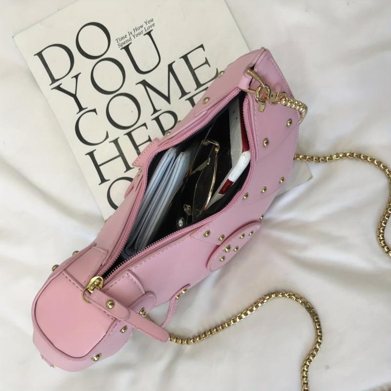 3D Dinosaur Crossbody Bag Studded Rivets Chain Shoulder Bag
