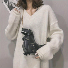 3D Dinosaur Crossbody Bag Studded Rivets Chain Shoulder Bag