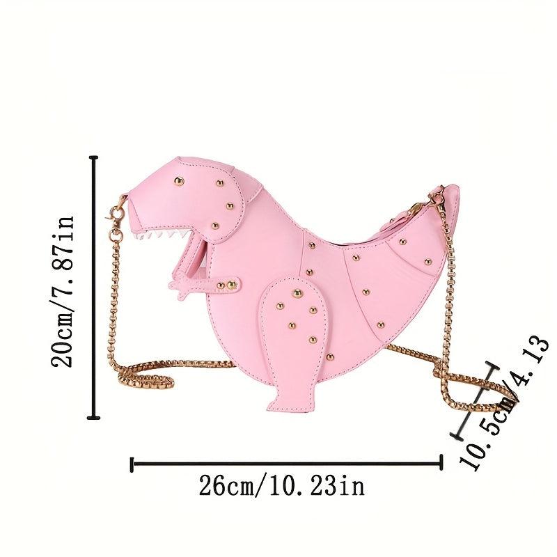 3D Dinosaur Crossbody Bag Studded Rivets Chain Shoulder Bag