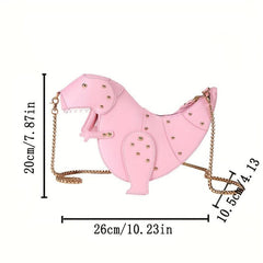 3D Dinosaur Crossbody Bag Studded Rivets Chain Shoulder Bag