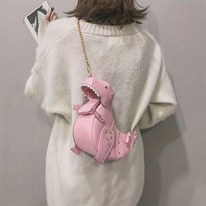 3D Dinosaur Crossbody Bag Studded Rivets Chain Shoulder Bag