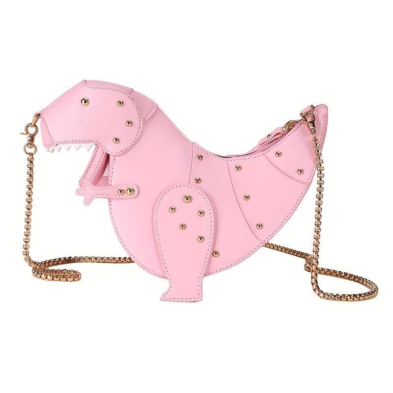 3D Dinosaur Crossbody Bag Studded Rivets Chain Shoulder Bag