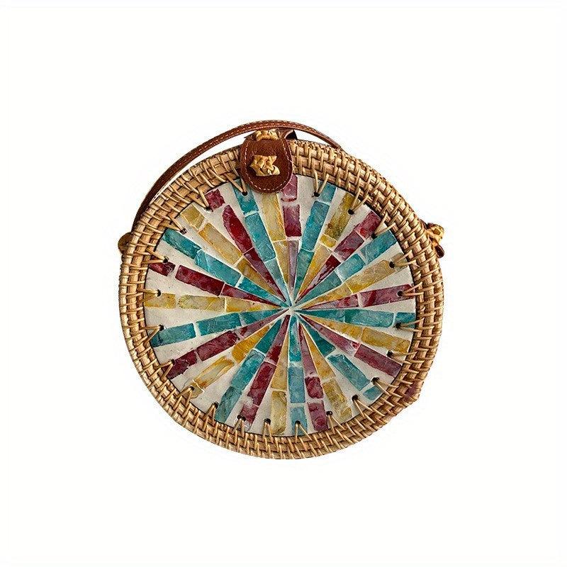 Rattan Woven Crossbody Bag for Summer Beach Travel