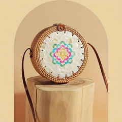 Rattan Woven Crossbody Bag for Summer Beach Travel