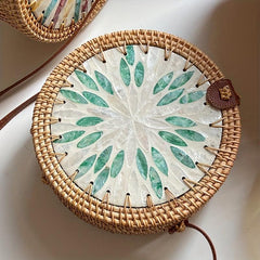 Rattan Woven Crossbody Bag for Summer Beach Travel
