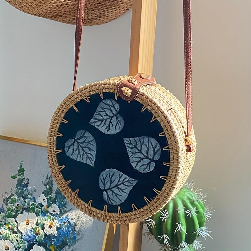 Rattan Woven Crossbody Bag for Summer Beach Travel