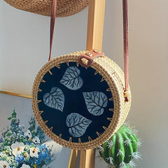 Rattan Woven Crossbody Bag for Summer Beach Travel