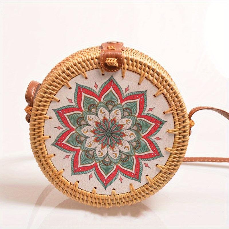 Rattan Woven Crossbody Bag for Summer Beach Travel