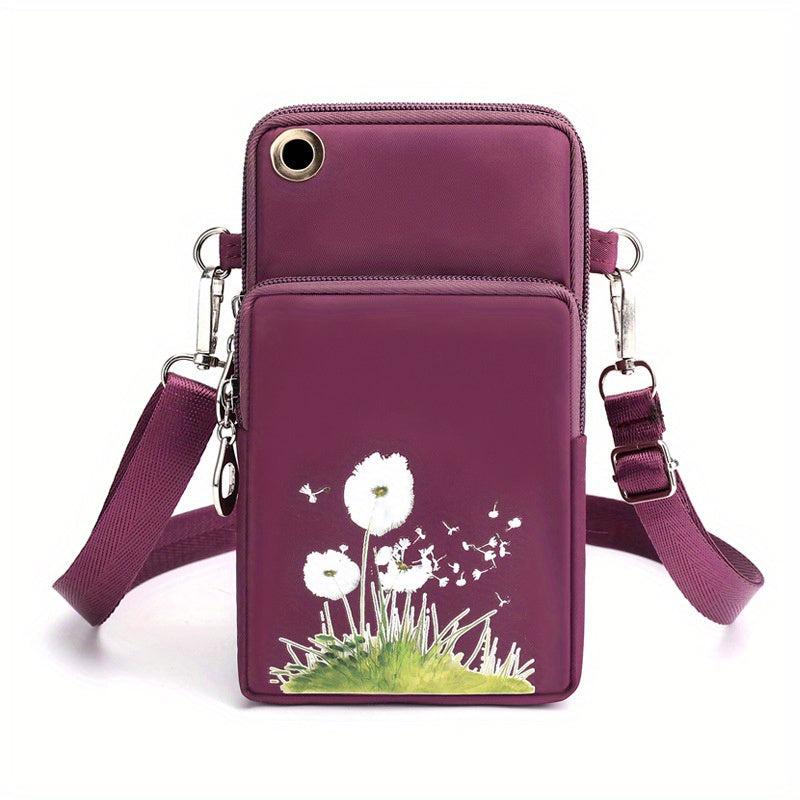 Floral Pattern Shoulder Bag Phone Crossbody Coin Purse