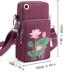 Floral Pattern Shoulder Bag Phone Crossbody Coin Purse