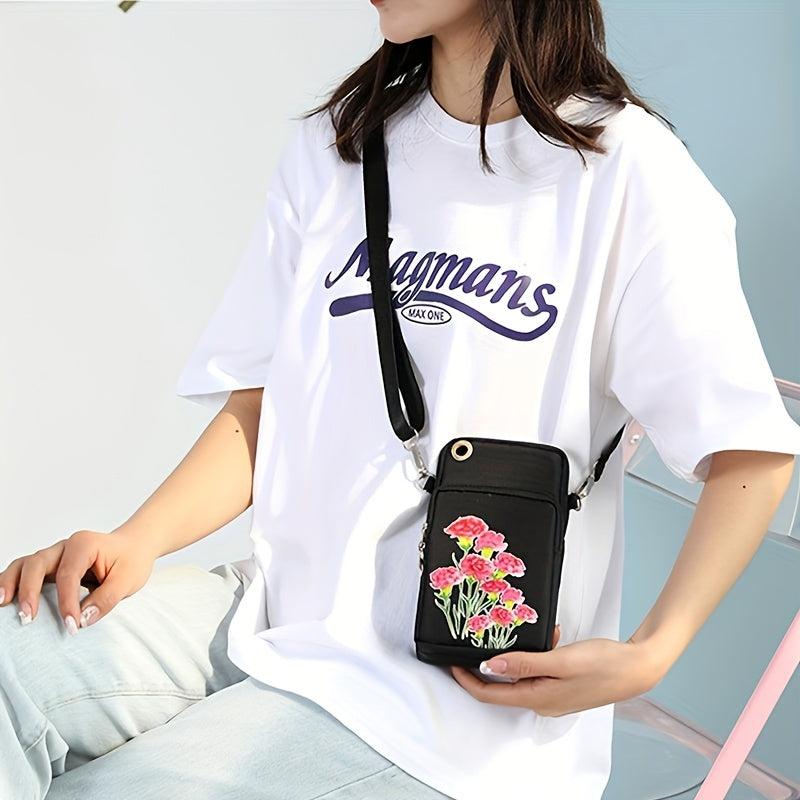 Floral Pattern Shoulder Bag Phone Crossbody Coin Purse