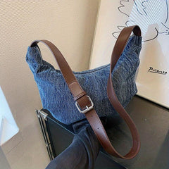 Stylish Denim Crossbody Bag Zipper Shoulder All Match Casual Bag