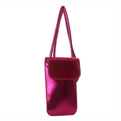 Mini Glossy Cell Phone Crossbody Bag Textured PU Leather Purse