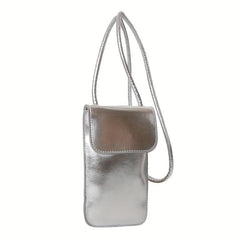 Mini Glossy Cell Phone Crossbody Bag Textured PU Leather Purse