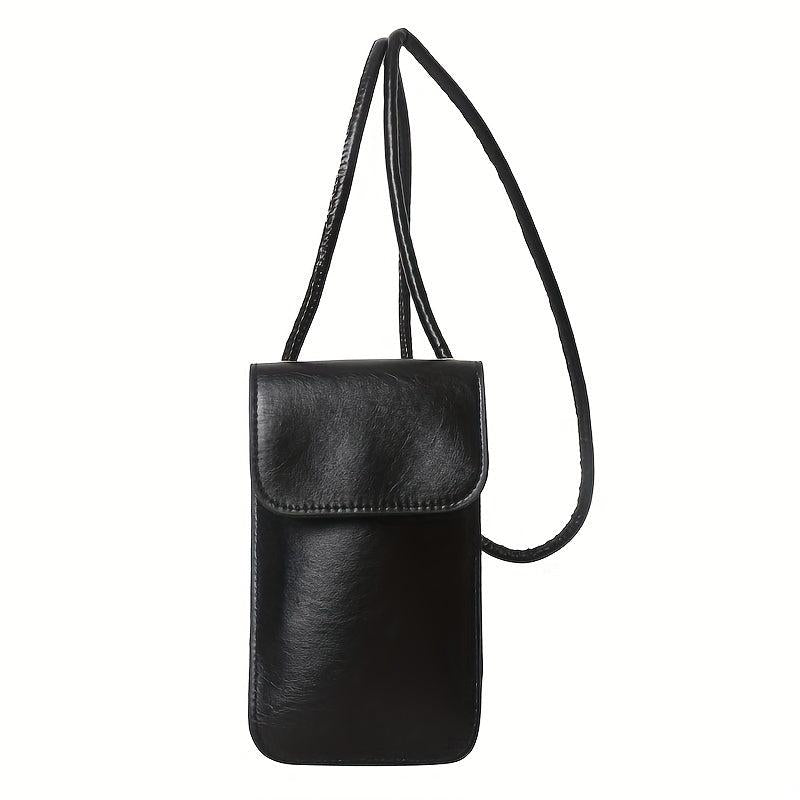 Mini Glossy Cell Phone Crossbody Bag Textured PU Leather Purse