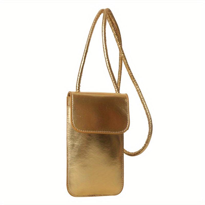 Mini Glossy Cell Phone Crossbody Bag Textured PU Leather Purse