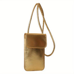 Mini Glossy Cell Phone Crossbody Bag Textured PU Leather Purse