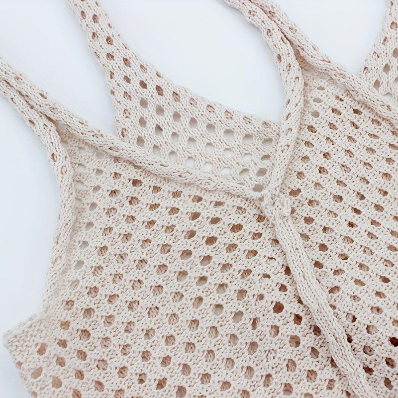 Tulip Pattern Crochet Bag Lightweight Woven Shoulderbag