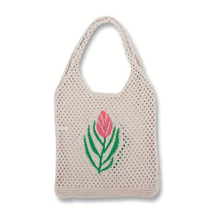 Tulip Pattern Crochet Bag Lightweight Woven Shoulderbag