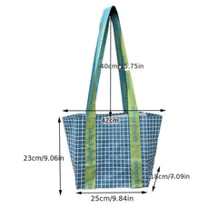 Letter & Plaid Shoulder Bag Colorblock Shopping Handbag