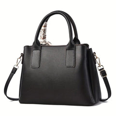 Classic Tote Satchel Bag Lightweight Shoulder Bag Tote Bag With Scarf Decor