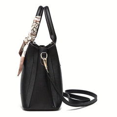 Classic Tote Satchel Bag Lightweight Shoulder Bag Tote Bag With Scarf Decor