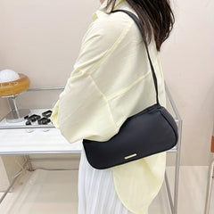 Minimalist Nylon Baguette Bag Solid Shoulder Bag Casual Daily Shoulder Purse