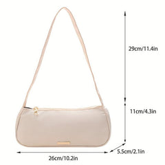 Minimalist Nylon Baguette Bag Solid Shoulder Bag Casual Daily Shoulder Purse
