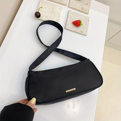 Minimalist Nylon Baguette Bag Solid Shoulder Bag Casual Daily Shoulder Purse